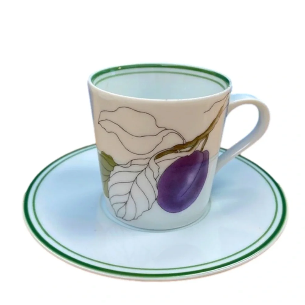 𝅺SET of 4 demitasse cups and plates made in Portugal by Block Spal in 1984